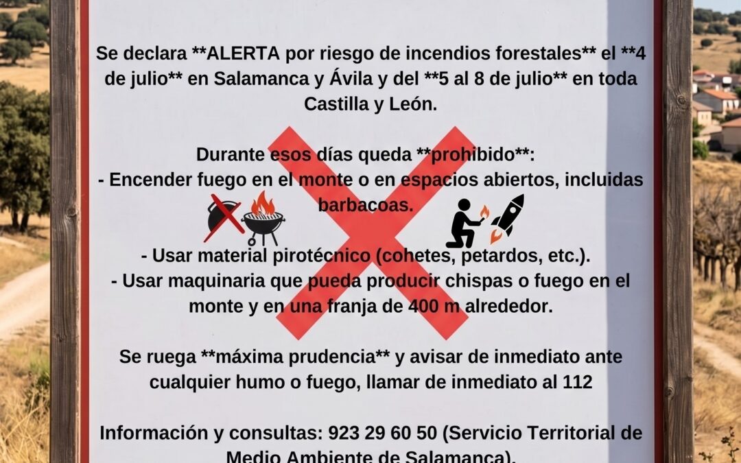 AVISO IMPORTANTE: Alerta por riesgo de incendios forestales