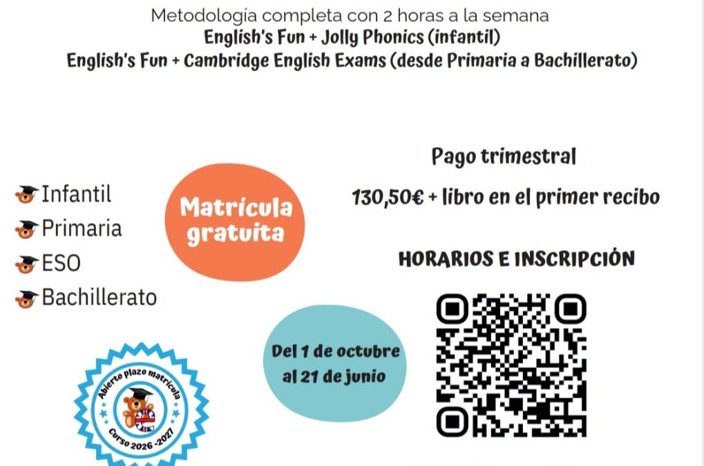 Abierto el plazo de matrícula para las clases de inglés en Carrascal de Barregas